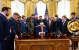 Donald Trump joins faith leaders in prayer as his administration 