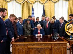 Donald Trump joins faith leaders in prayer as his administration 