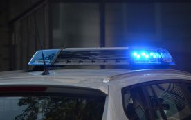 Vehicle Blue Emergency Light Turned on